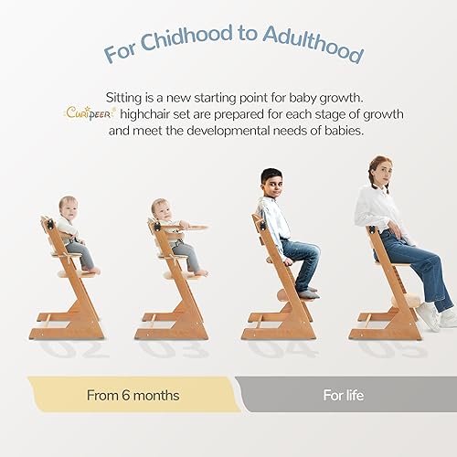 Miniatura 5 de Curipeer Silla alta convertible de madera para bebés y niños pequeños, silla de alimentación para bebés y silla de comedor para niños pequeños con