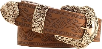 Scarlet Darkness Western Belts for Woman Renaissance Cowgirl Leather Belt with Removable Buckle