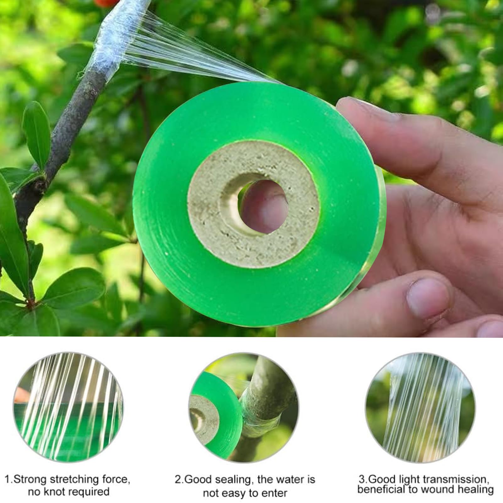 2 Rotoli di Nastro per innesto di Fiori + Coltello da Innesto, Nastro Estensibile per Innesto di Alberi Barriera Dell'umidità per Impianto di Riparazione Fiori Alberi Frutt
