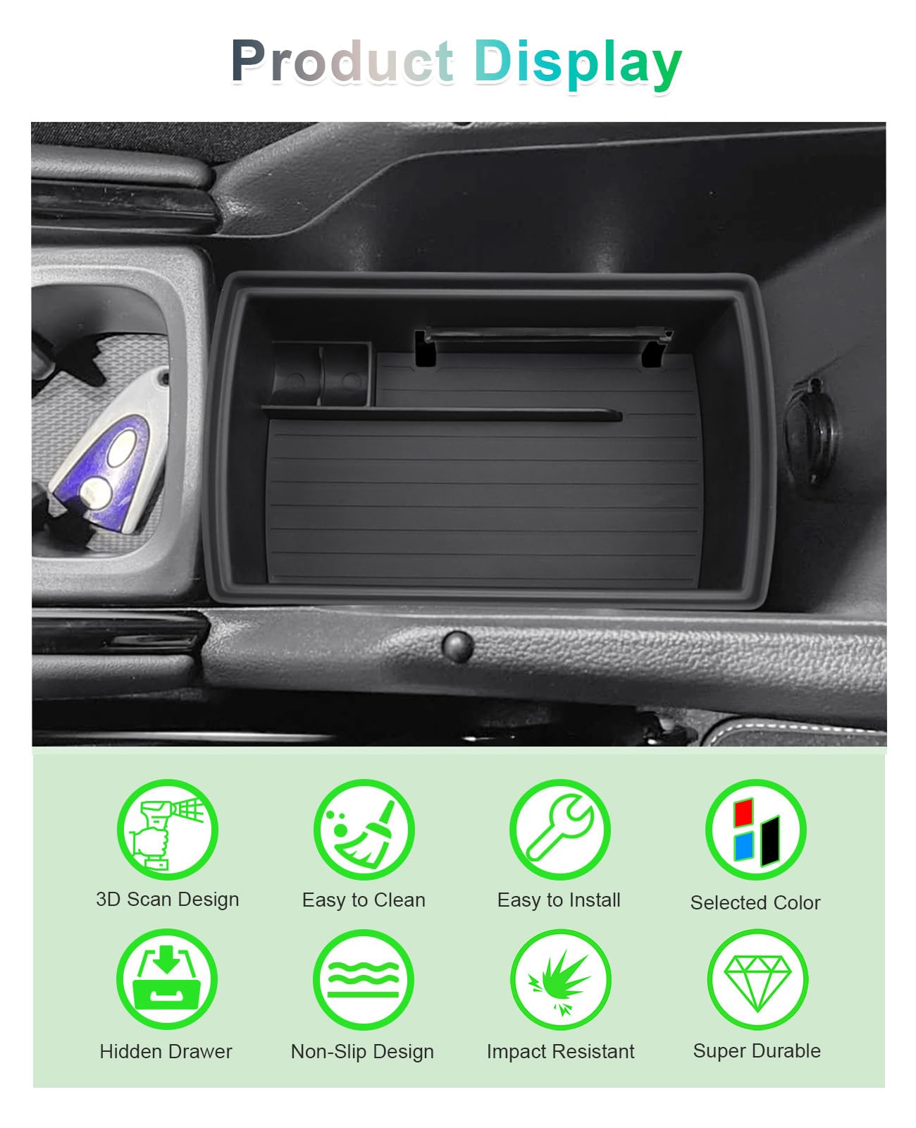 GAFAT Kompatybilny z nowym VW Tiguan 3 2024 2025 2026 konsola środkowa, pudełko do przechowywania, Ti-guan III od 2024 - organizer, półki pod podłokietnikiem, zastępuje 2 oryginalne przegrody