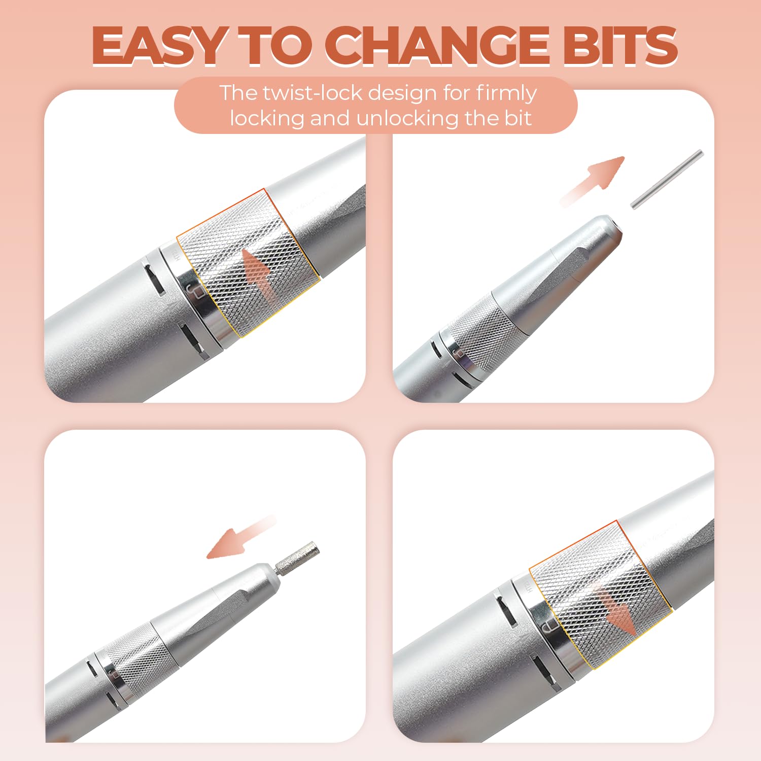 JCMaster Fresa de uñas para principiantes y profesionales para uñas de gel sin cables, juego de pedicura para el cuidado de los pies eléctrico, Rosa