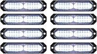 Vista 1 de ASPL 8 luces estroboscópicas intermitentes de montaje en superficie ultra delgadas de 12 LED para camión, automóvil, vehículo, LED, mini rejilla