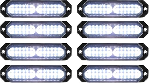 ASPL 8 luces estroboscópicas intermitentes de montaje en superficie ultra delgadas de 12 LED para camión, automóvil, vehículo, LED, mini rejilla,
