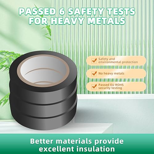 Miniatura 2 de DaFuRui Cinta eléctrica de PVC de vinilo negro, 3 unidades, 0.7 pulgadas x 66 pies, impermeable, cinta eléctrica, aislamiento ignífugo