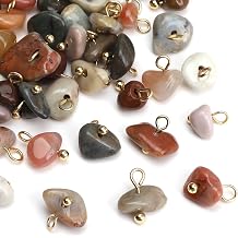 Beadia Natural Irregular Stone Charms 5-10mm 50pcs with Untarnish Metal Accessories Loose Beads for DIY Jewelry Making