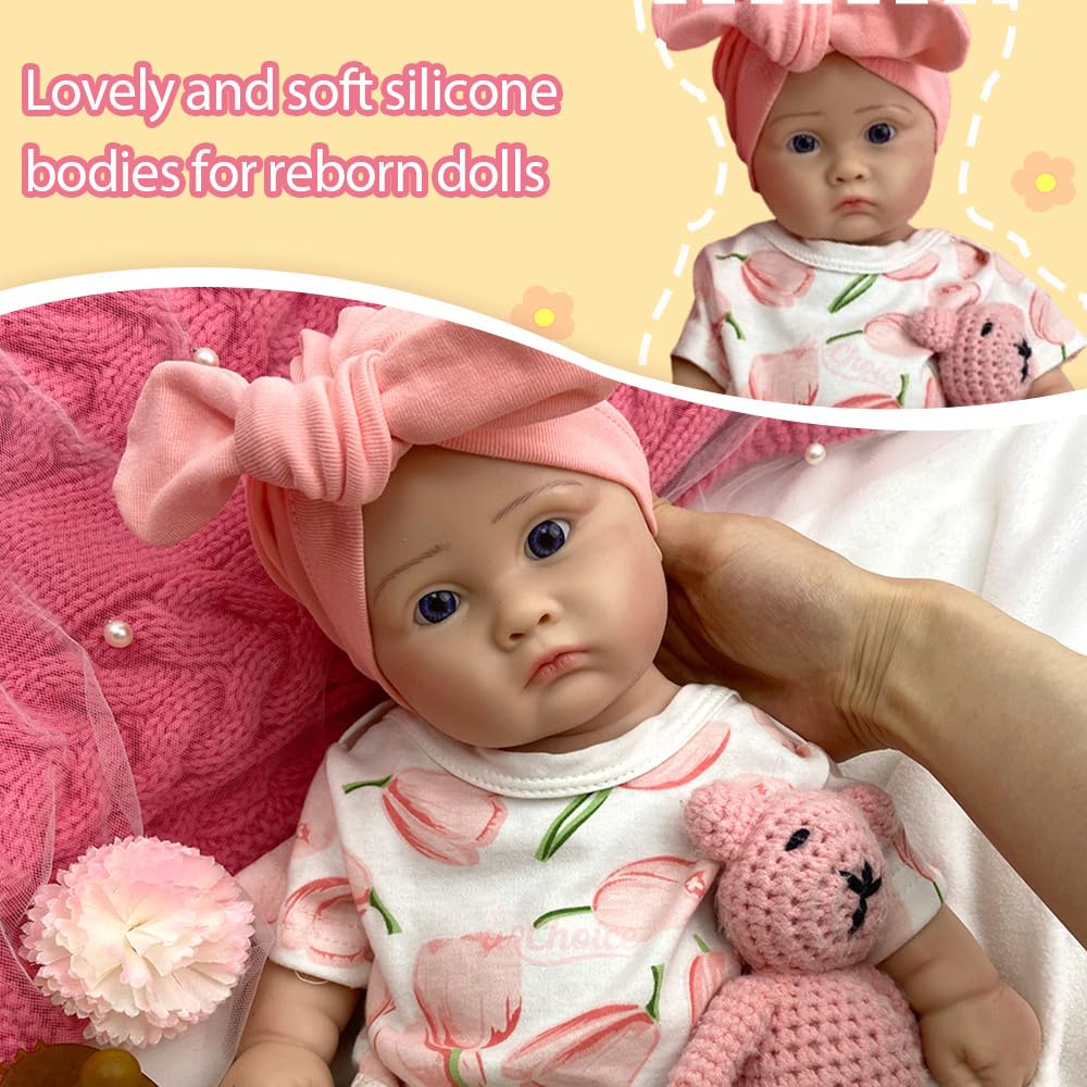 Generisch 18 Zoll Ultra-realistische Silikon-Reborn-Babypuppe – Handbemaltes Neugeborenen-Spielzeug mit lebensechter Hauttextur, weich und beschwert – Für Kinder ab 3 Jahren