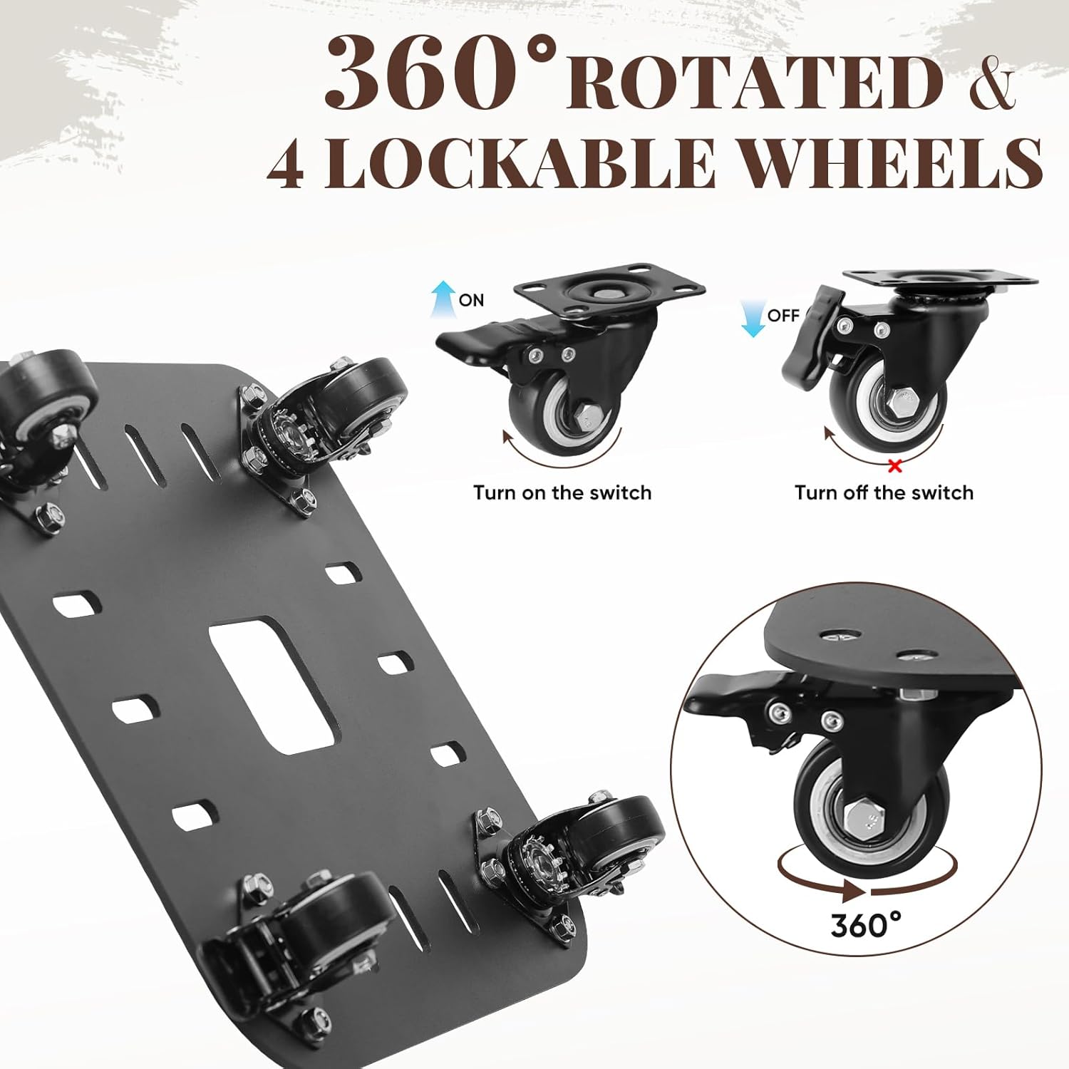 Heavy Duty Plant Caddy with Wheels,4mm Thick Carbon Steel Rolling Plant Stand,12‘’ Square Plant Holder Coaster Trolley,Planter Mover Rollers Base,Holds up 550lbs Planter