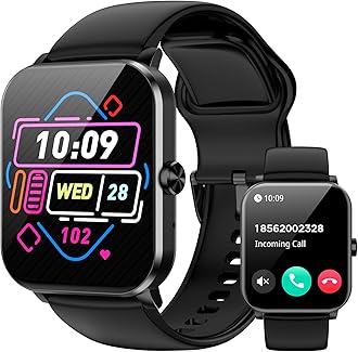 Smart Watch for Men Women,1.85" HD Touchscreen, Bluetooth Calls/Notifications, Fitness Watch with Heart Rate/Sleep Monitor, 120+ Sports Modes, IP68 Waterproof Smartwatch for Android/iOS (Black)