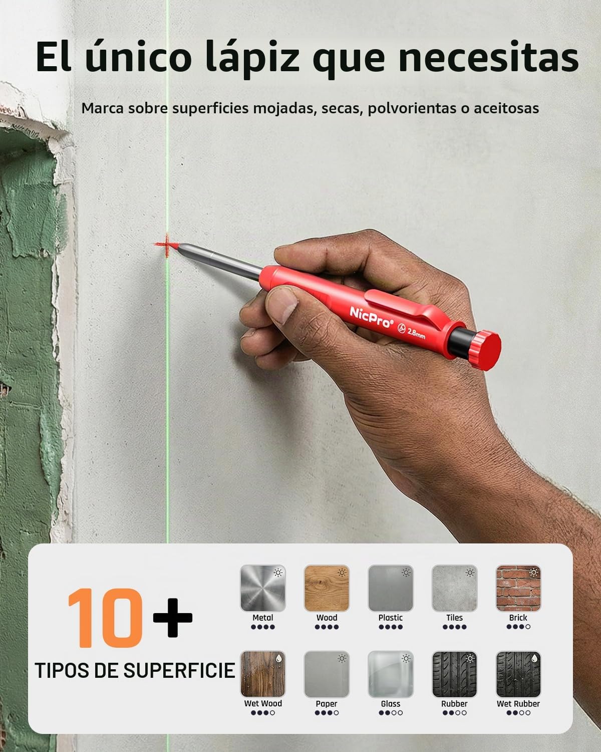 Nicpro 16 lápices mecánicos de carpintero con 42 recargas y herramienta de carburo, marcadores de agujero profundo, lápices de construcción para carpintería resistente