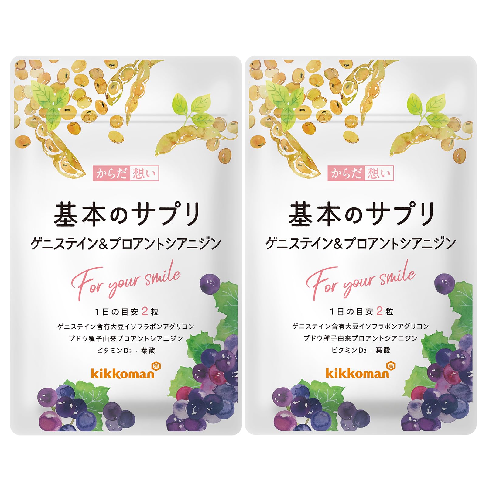 キッコーマンニュートリケア・ジャパン 基本のサプリ  60粒　×  2袋セット キッコーマン からだ想い 基本サプリ 小粒 大豆イソフラボン 医師推奨
