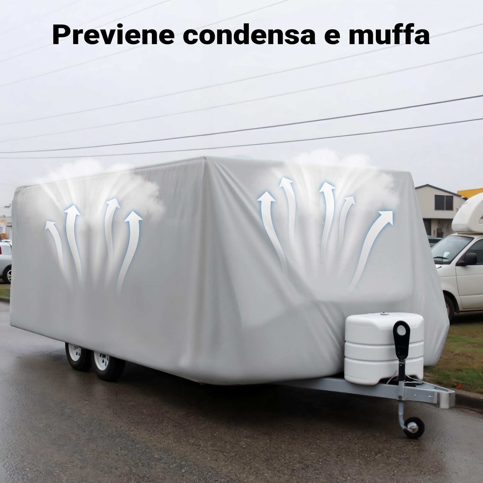 Wiltec Telo di protezione per roulotte Taglia L 580x225x220 cm Copertura per roulotte Telo copri caravan
