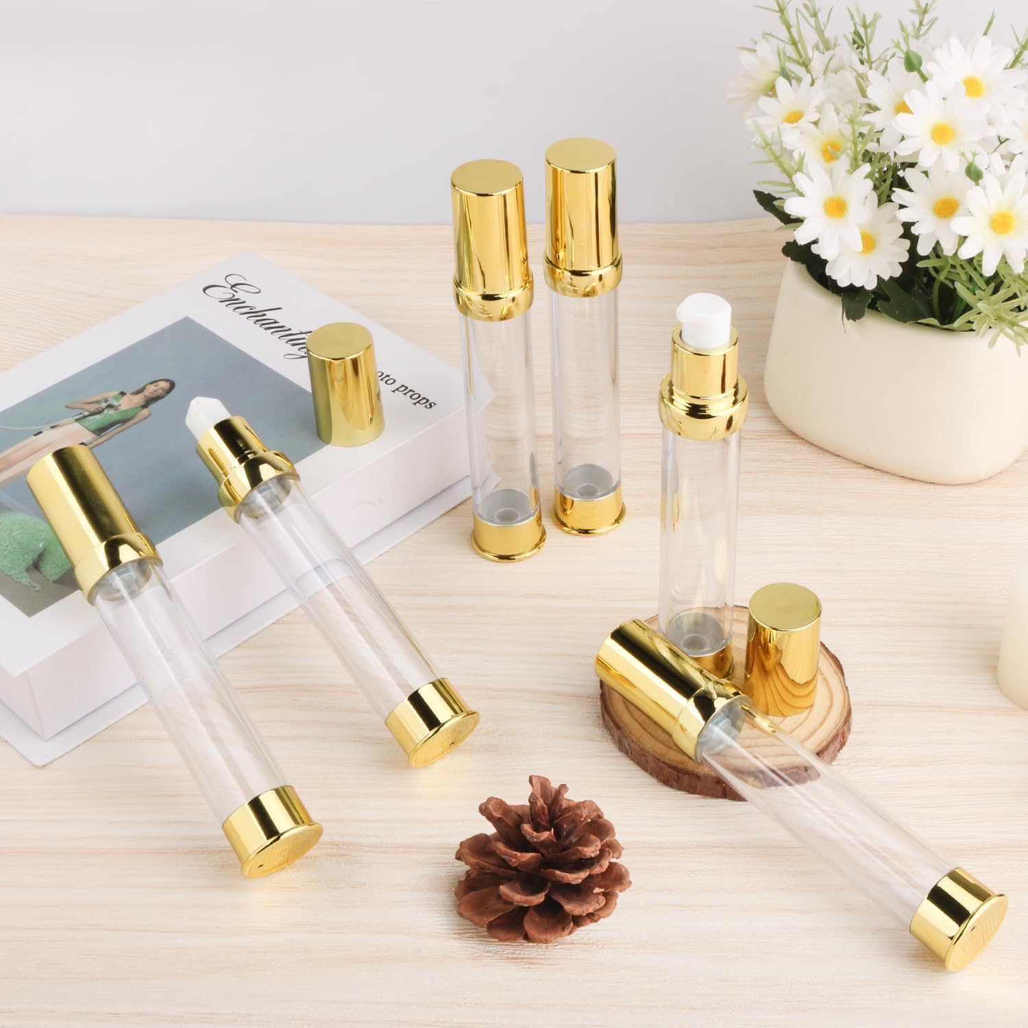 6 Pcs 30ml/1oz Vacuum Bottle Airless Pump Dispenser Refillable Travel Size Makeup Containers for Cosmetic Lotion Cream Moisturizer Shampoo image 5