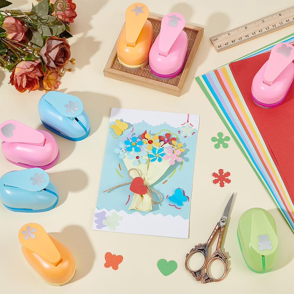 8 perforatrici per lavori manuali perforatrici da 2,5 cm con 50 adesivi artigianali forniture per ufficio per biglietti di auguri di nozze album fai da te