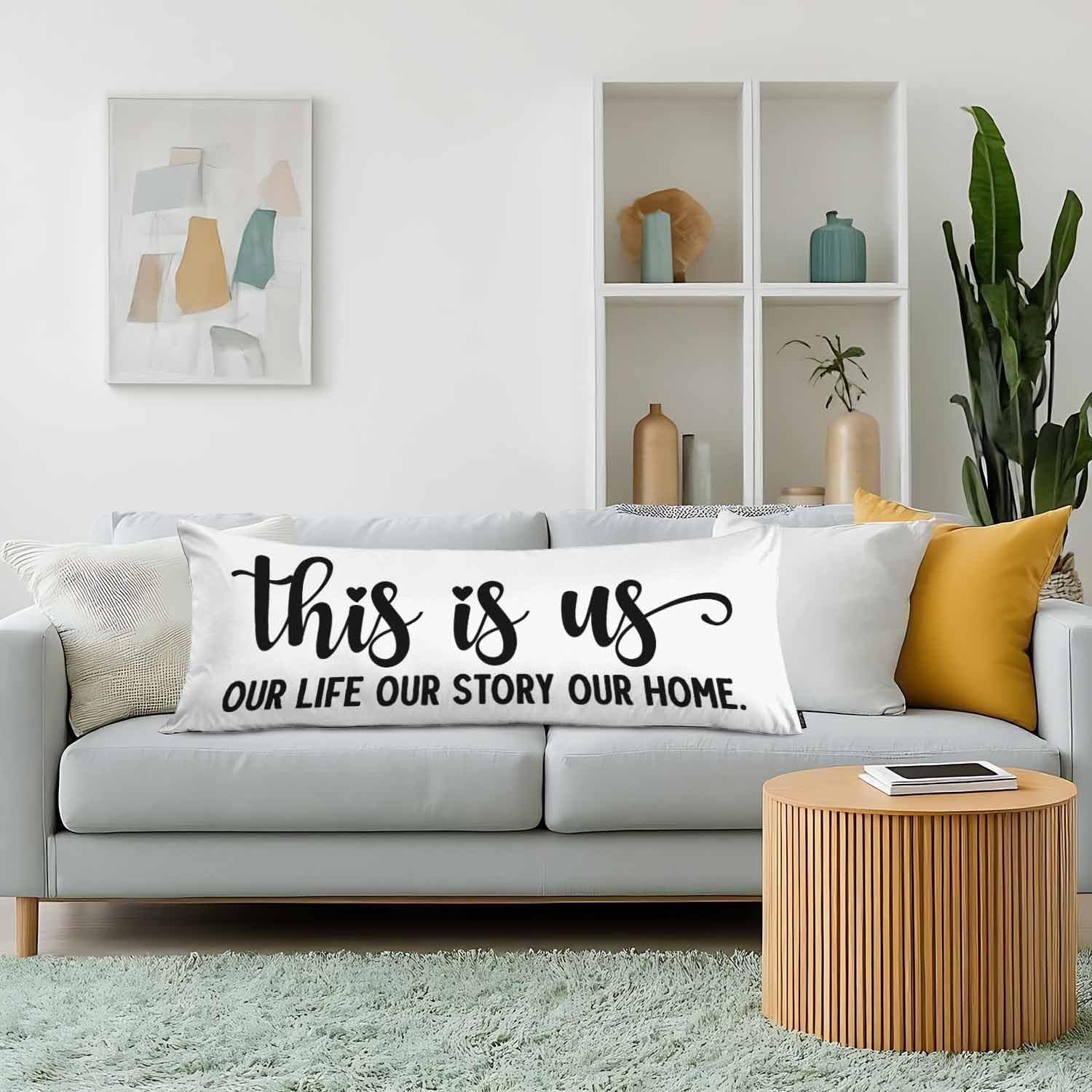 Couch Pillows Decorative Body Pillow Cover Funny Quote Rectangle Body Pillowcase, Body Pillow Covers 20" X 54" Cushion Cases for Sofa Bed,This is Us Our Life Our Story Our Home image 2