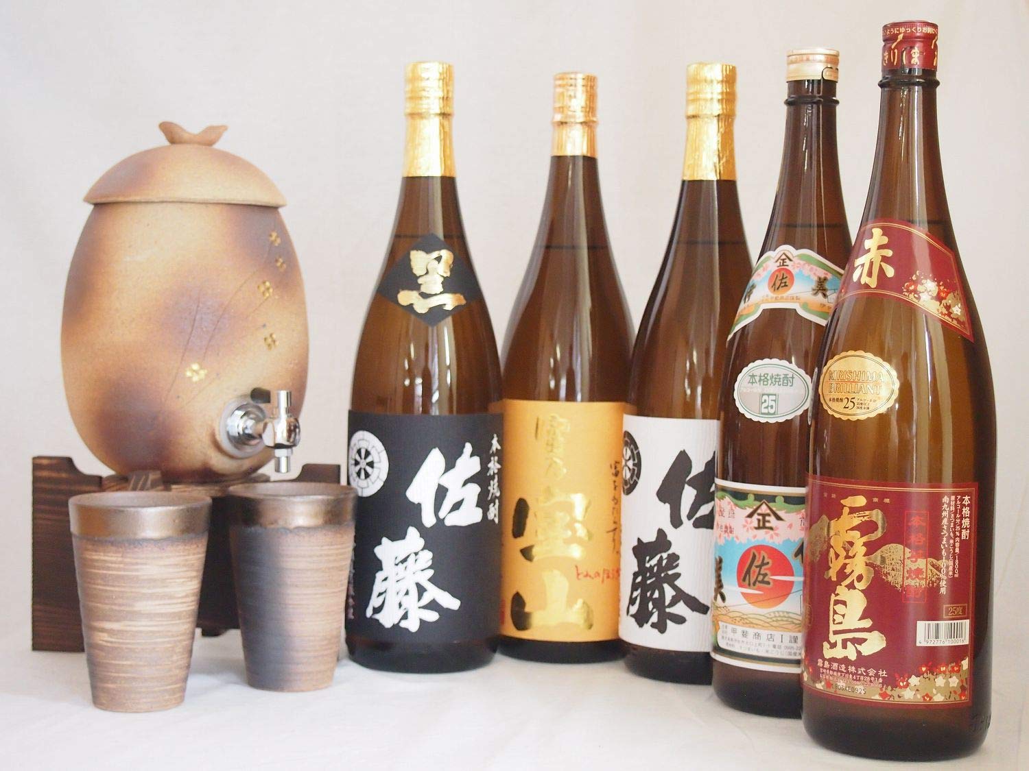 Amazon.co.jp: 信楽焼・明山窯 焼酎サーバー 火色金小紋 2200cc(滋賀