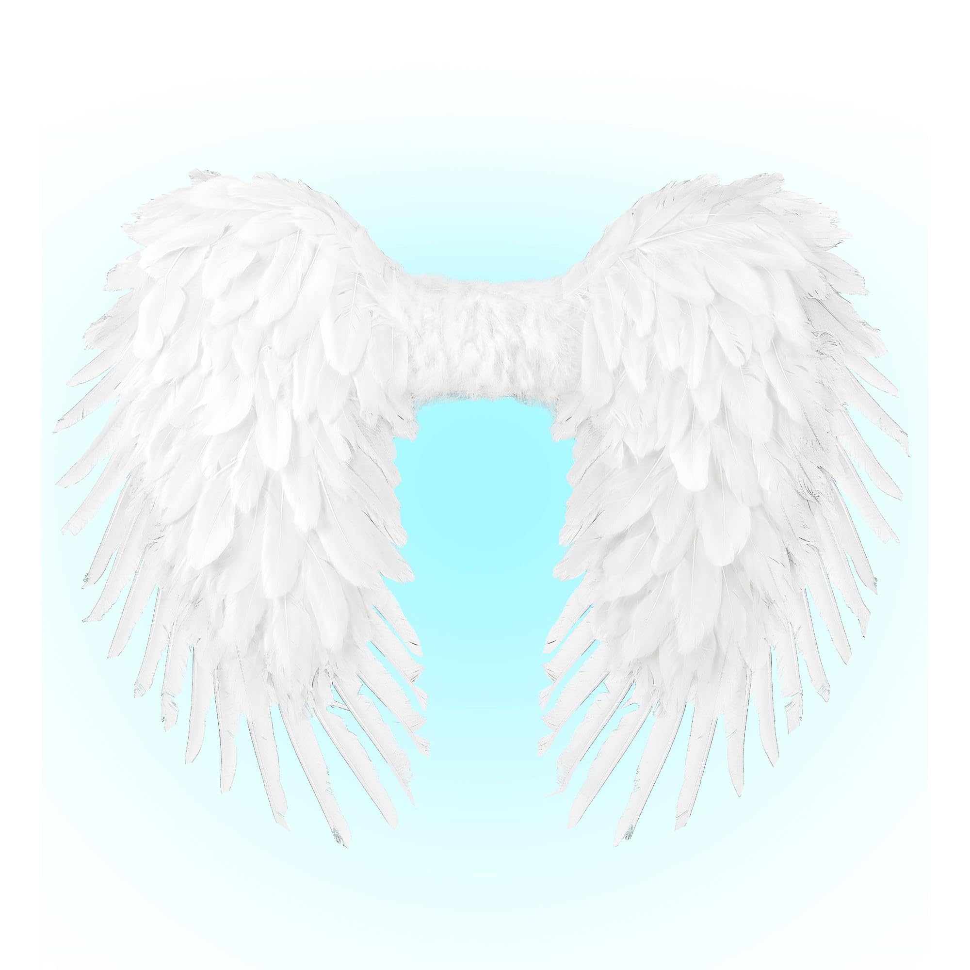W WIDMANN MILANO Party Fashion 12201 Flügel mit Federn Wings with Feathers, White, 50 x 50 cm