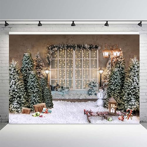 Miniatura 2 de MEHOFOND Fondo de fotografía de Feliz Navidad de 10 x 7 pies, lámpara de árbol de Navidad, ventana, telón de fondo de nieve, invierno, Navidad,