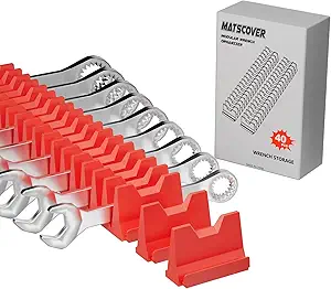 40PCS Modular Wrench Organizer Wrench Holder - Wrench Tool Organizers for Tool Drawer Storage, Wrench Storage Set with Metric & SAE Label, Wrench Rack Tool Gift for Professional Mechanics Men, Red