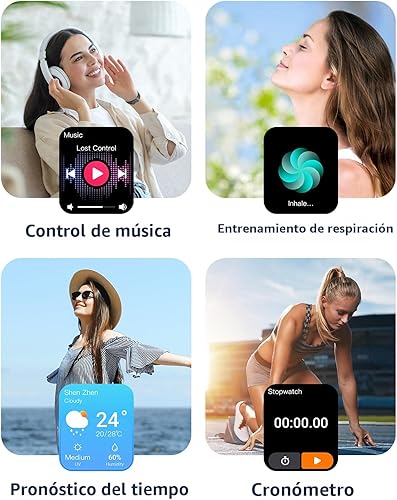 Vista 8 de GRV - Reloj inteligente para teléfonos iOS y Android, unisex, con IP68 impermeable, rastreador de actividad física con monitor de ritmo cardíaco