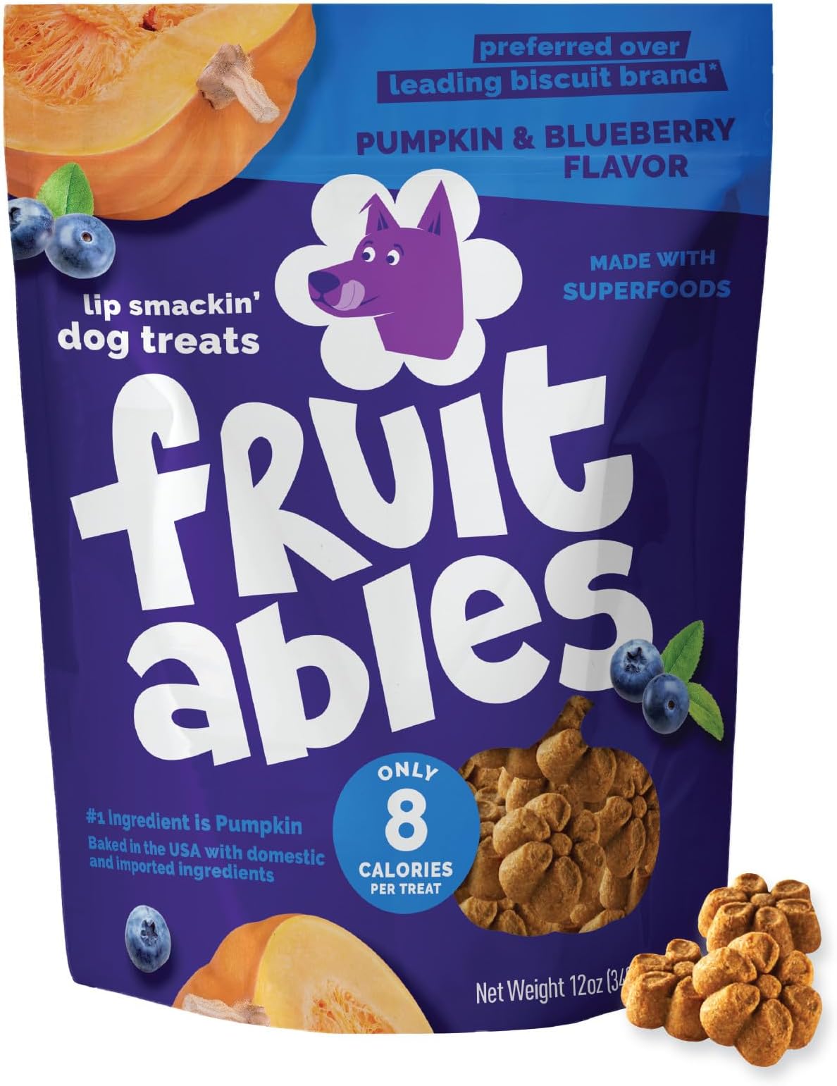 Baked Dog Treats | Pumpkin Treats for Dogs | Healthy Low Calorie Treats | Wheat, Corn and Soybean Free | Pumpkin and Berries Dog Treats - 340g