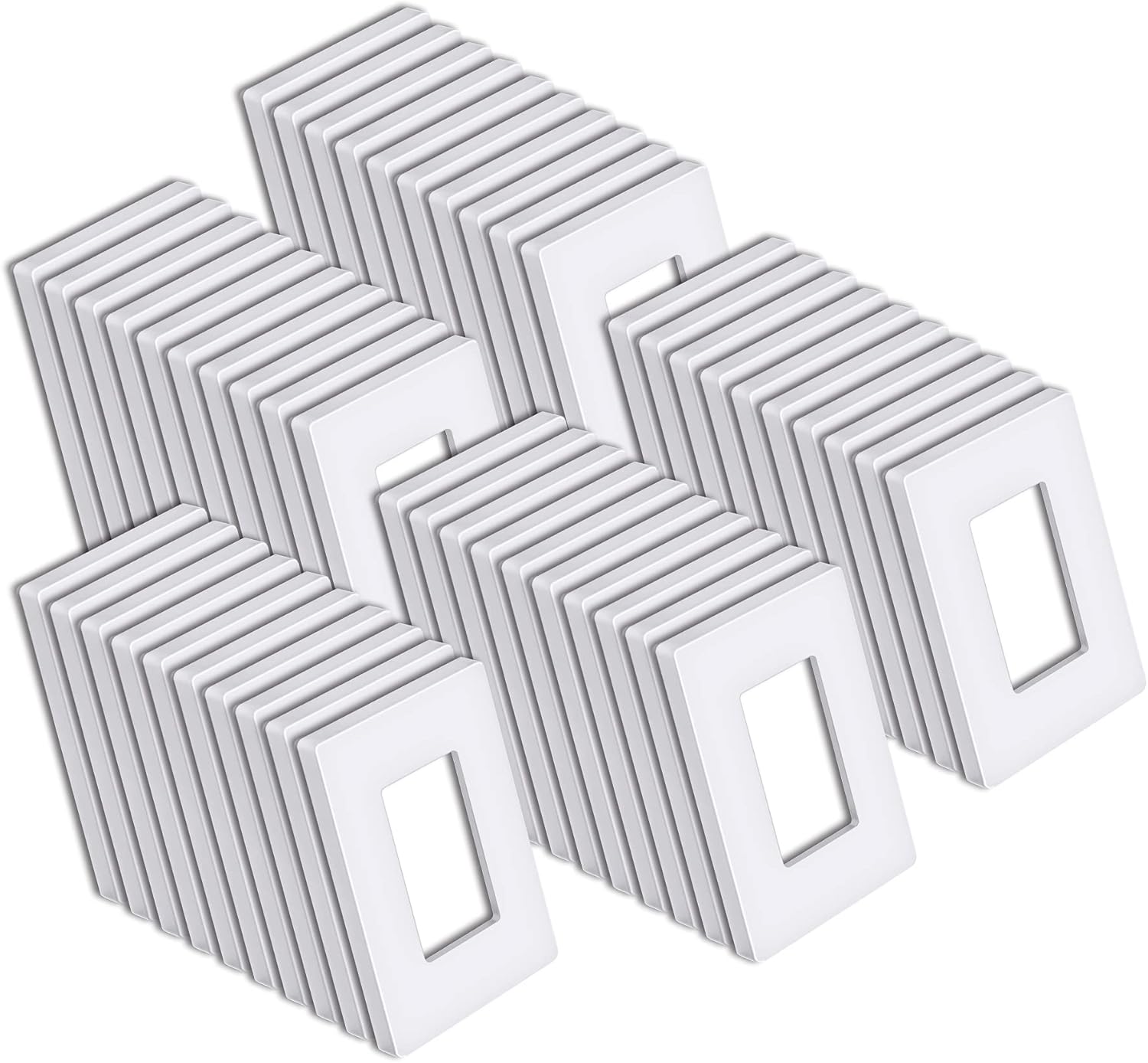 [50 Pack] BESTTEN 1-Gang Screwless Wall Plate, USWP6 Snow White Series, Decorator Outlet Cover, H4.69” x W2.91”, for Light Switch, Dimmer, GFCI, USB Receptacle