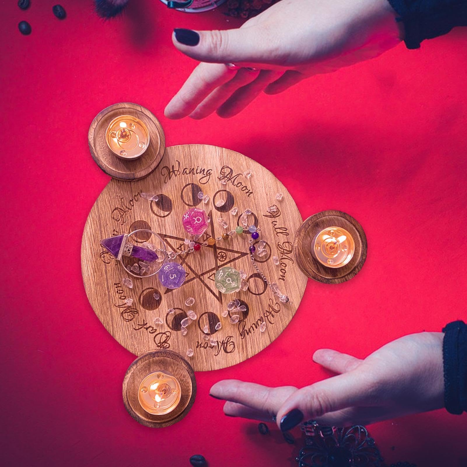 Plateau Pentacle En Bois - Bougeoir, Dessous-de-bougie, Décoration Wiccan Et ésotérique