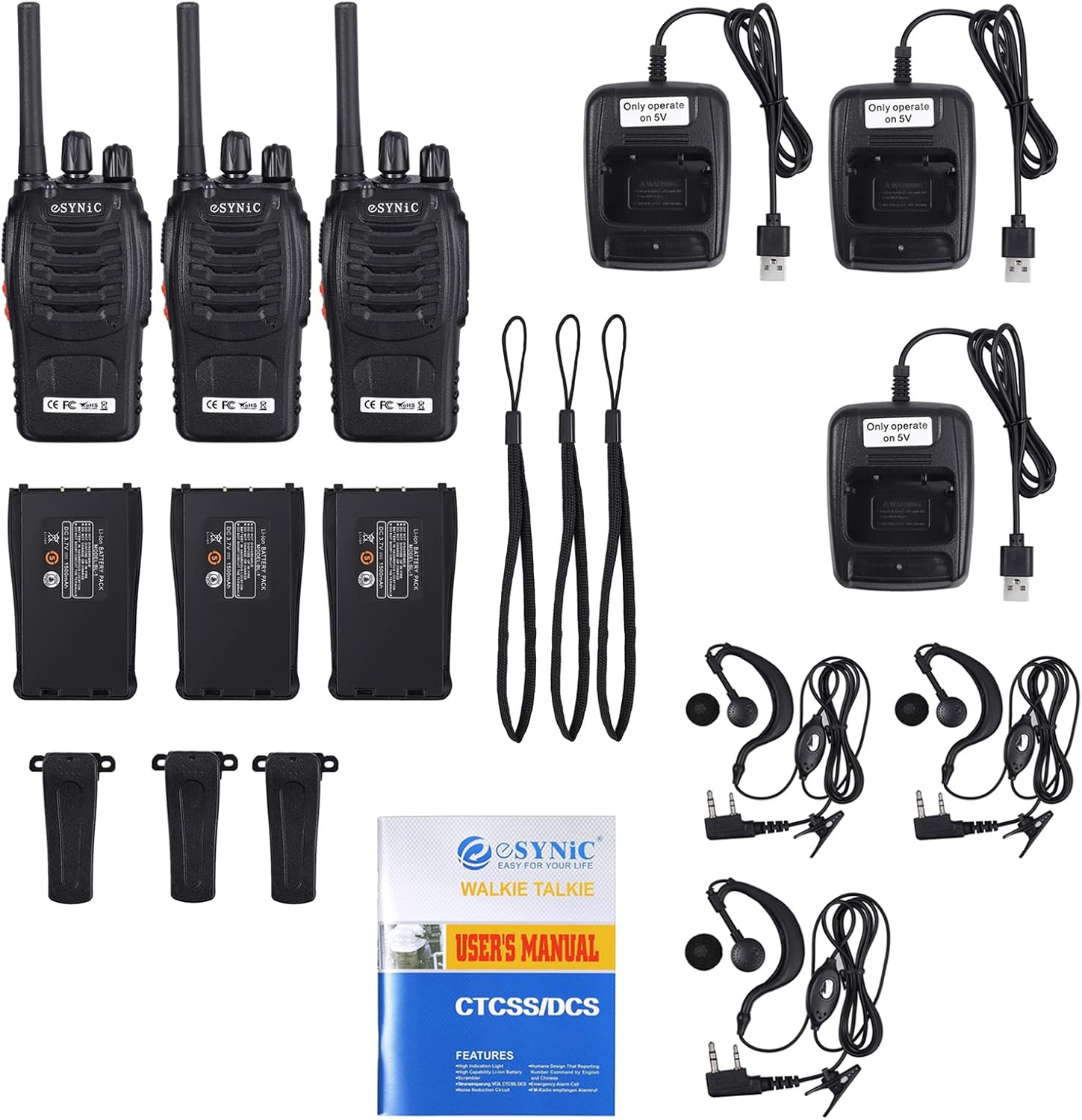 Contents of the eSynic Walkie-Talkie package