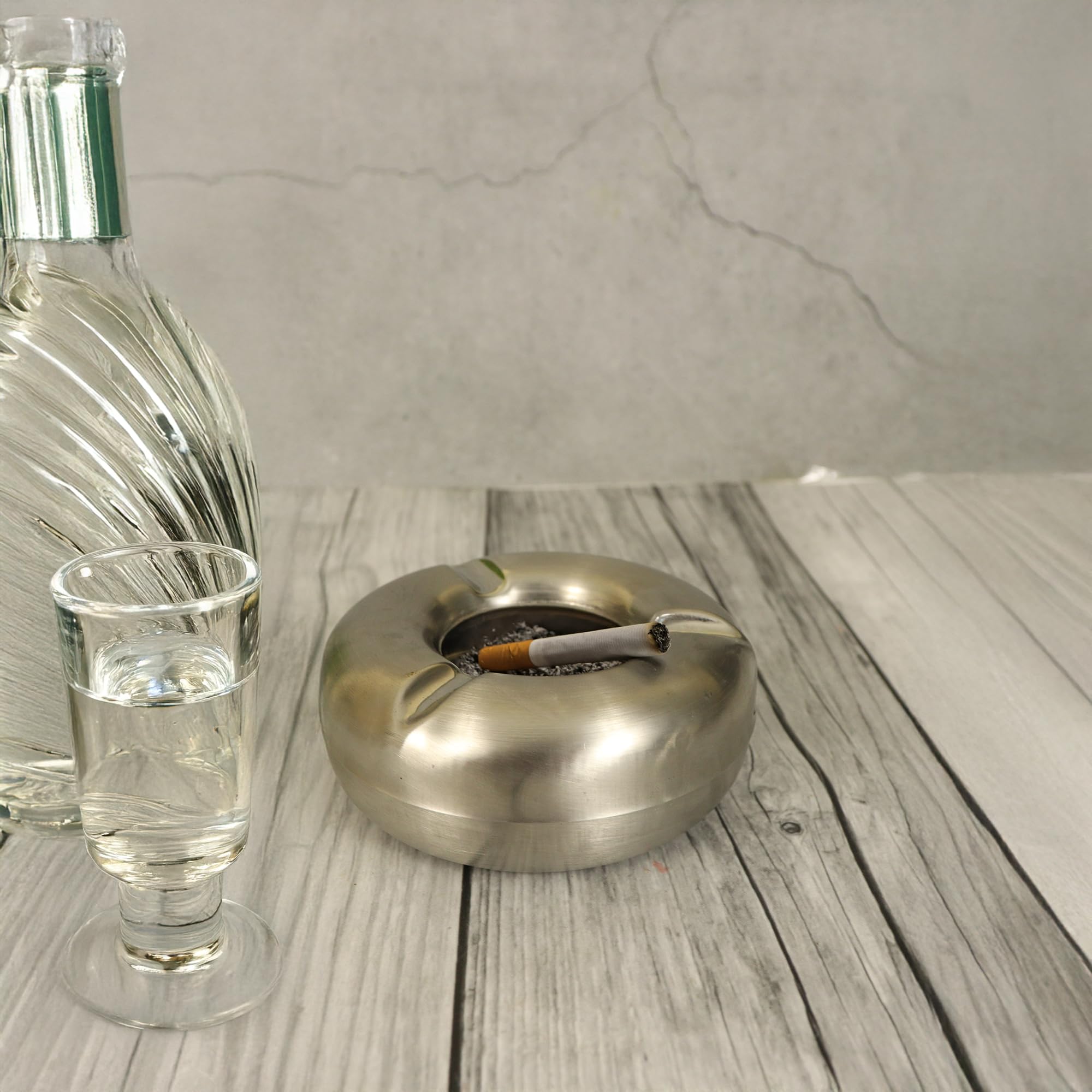 Spillbox Ashtray for Cigarette Stainless Steel Ash Holder Tray with Lid for Home, Office and Bar-image-40