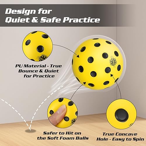 Miniatura 3 de Pelotas de pickleball silenciosas, paquete de 6 bolas de pickleball de espuma silenciosas para práctica de pickleball en interiores y exteriores,