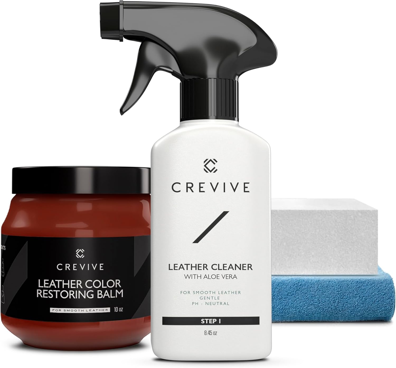 Leather Cleaner 8.45 oz & Leather Recoloring Balm London Tan 10 oz - Leather Color Restorer - Leather Restorer for Couches - Leather Balm London Tan