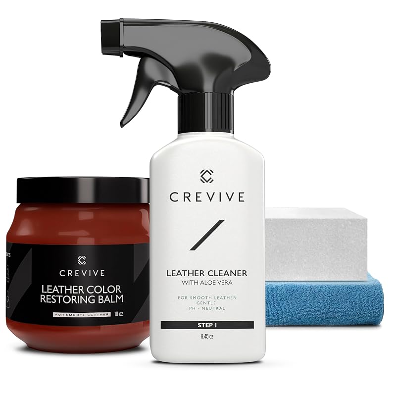 Kit para Limpeza e Restauração de Couro CREVIVE London Tan com Limpador de 237 mL e Bálsamo de 296 mL
