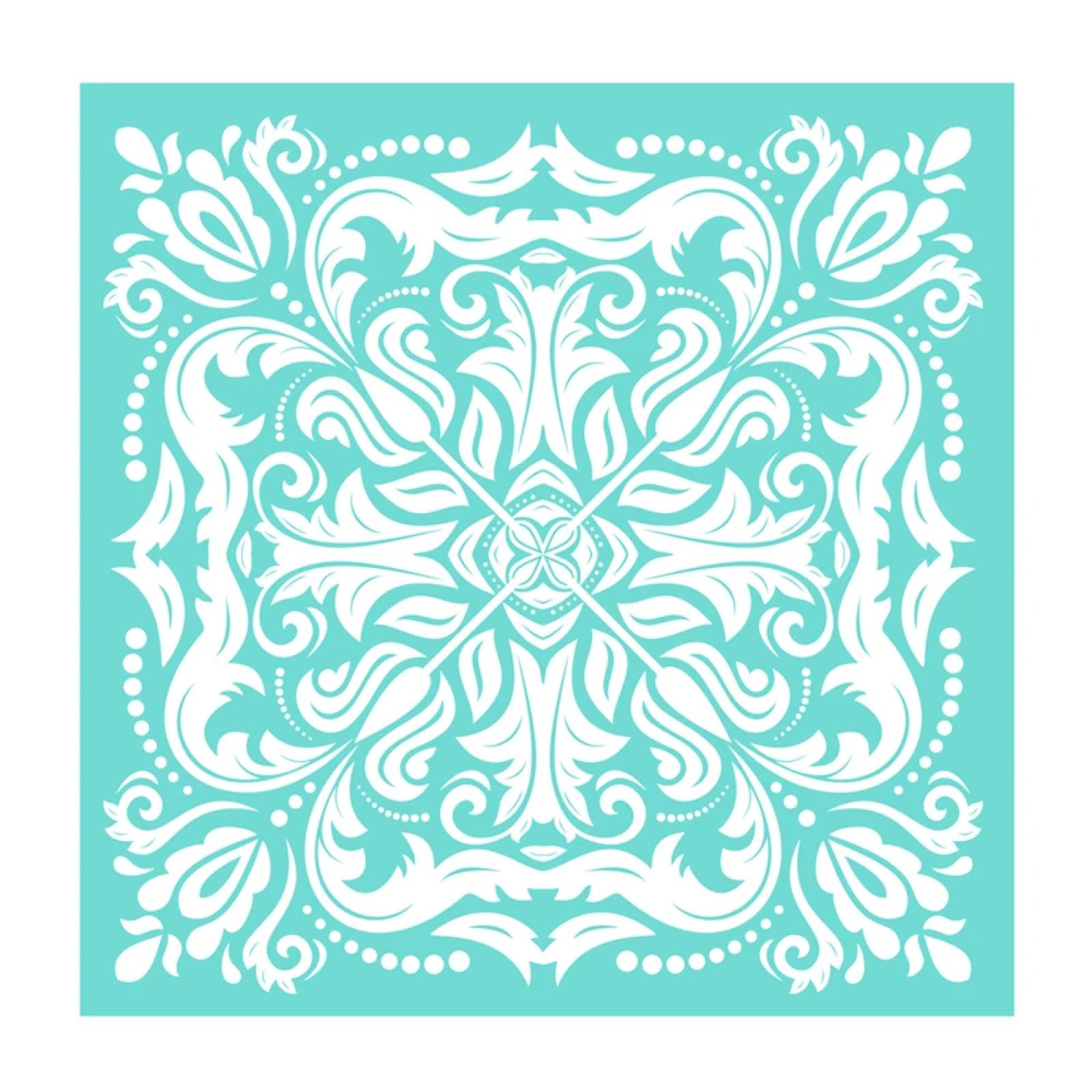 MANGOUSONG Screen Printing Kit,25x25cm Luxury Flower Graphics Silk Screen Stencils Clay Wave Flower Silk Screens Printing Pottery Tools for Earring Jewelry Making