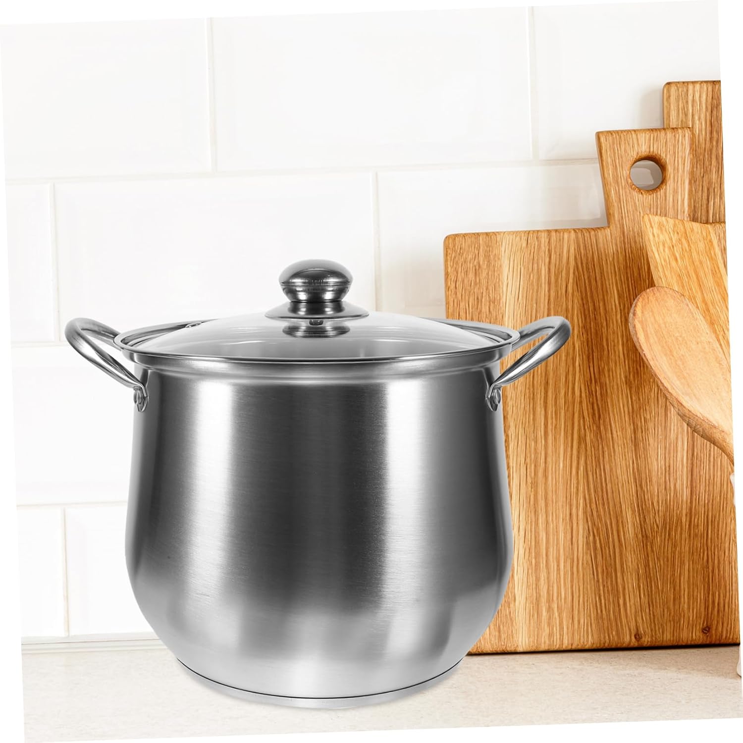 PRETYZOOM Stainless Steel Capacity Stockpot Lid Kitchen Soup Pot for Induction Cookers Design for Cooking Noodles and Soups for Home Use