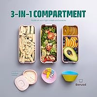 Vista 4 de Berusd Bento Box - Juego de 3 recipientes apilables a prueba de fugas, kit de accesorios, sin BPA, microondas, congelador, lavavajillas