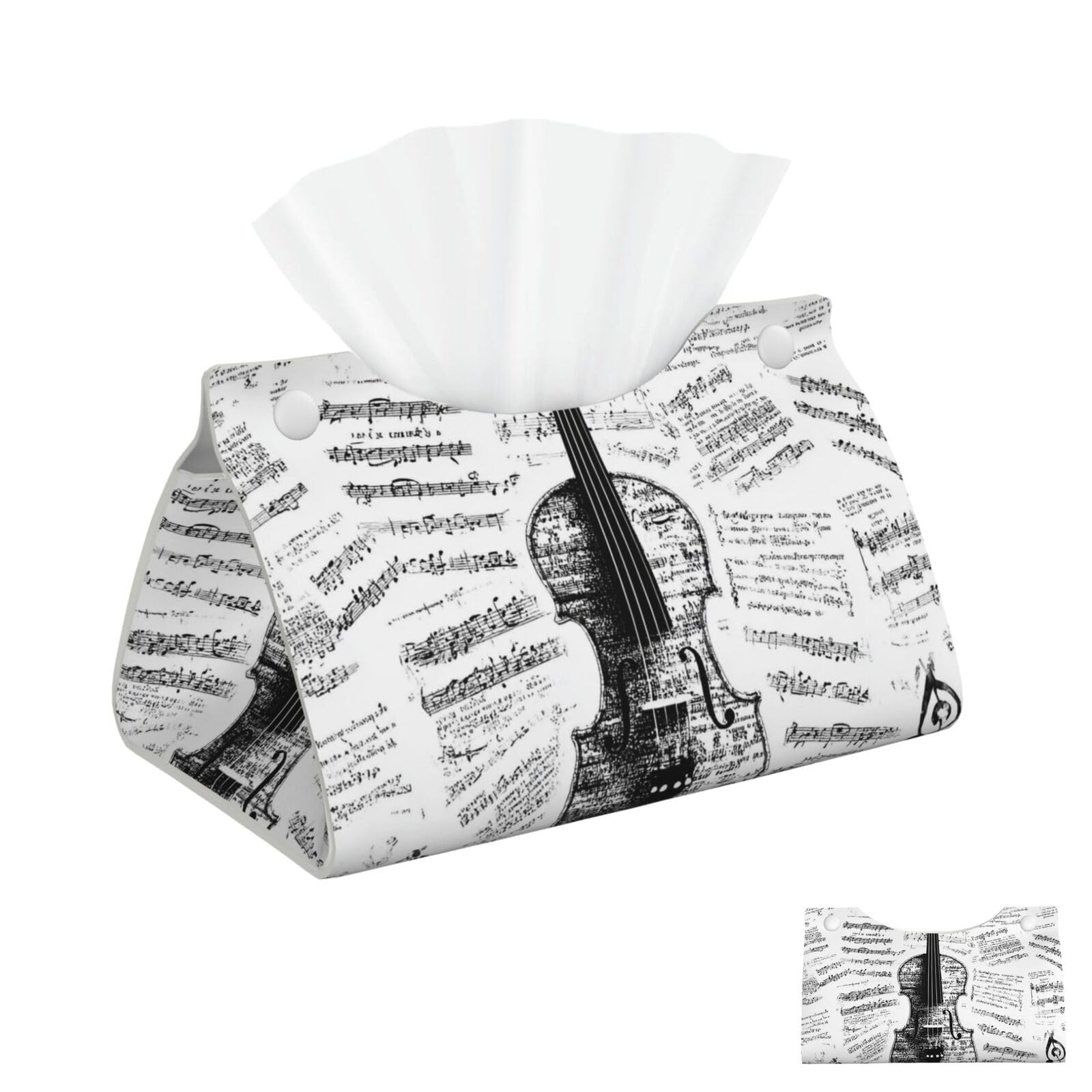 Music Art Violin Tissue Box Cover Square Cube Boxes