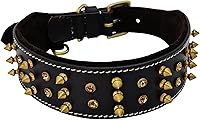 Vista 2 de BlazingPaws® Sabrington - Collar de perro de cuero con púas de lujo de 2 pulgadas de ancho para perros grandes con púas atornilladas en cuero negro