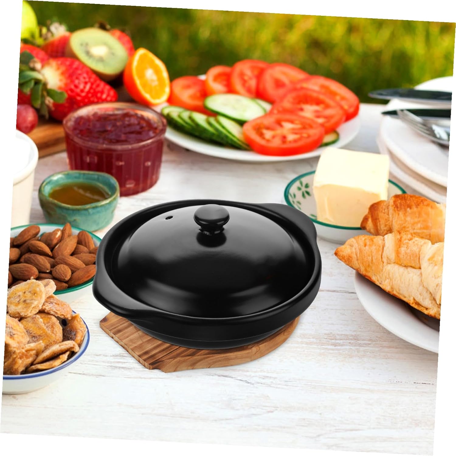 VICASKY Heat Resistant Ceramic Casserole Pot with Lid for Braised Chicken Soup and Bibimbap Cooking Non Crack Ceramic Stew Pot for Home and Restaurant Use Easy to Clean and Stable Material