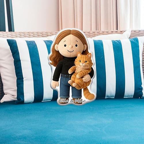 Miniatura 4 de Almohada personalizada de muñecas de dibujos animados, almohada personalizada que se parece a ti, almohadas Mini Me con cara y nombre para familia