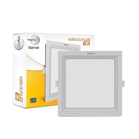 Wipro D721030 Garnet 10-Watt Wave Slim Panel Light (Warm White, Yellow, Square)