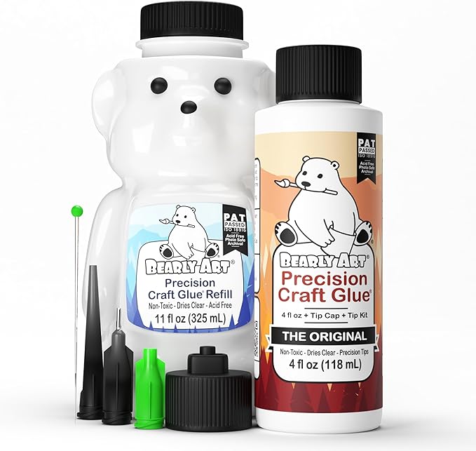 Bearly Art Precision Craft Glue The Bundle 4fl oz and 11fl oz Refill Bear Tip