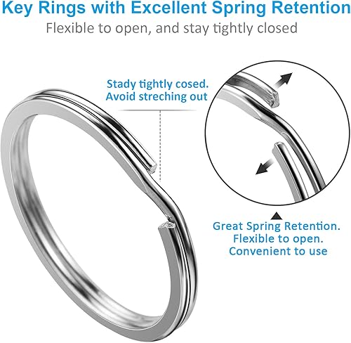 Miniatura 4 de YHYZ Surtido de llaveros (30 piezas), llavero redondo plateado dividido en 6 tamaños (0.79 pulgadas, 0.79 pulgadas, 0.70 pulgadas, 1.07 pulgadas,
