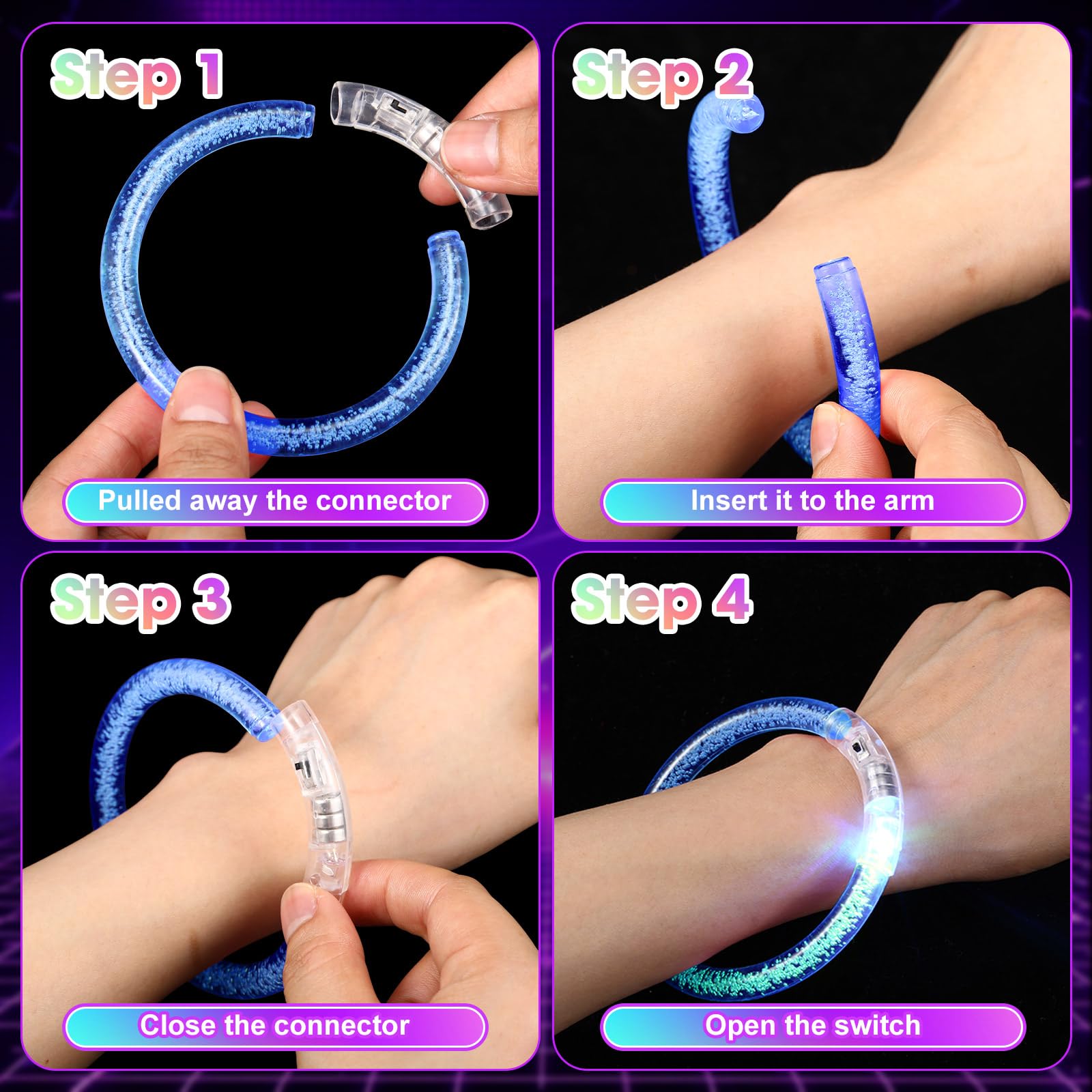 Honoson Suministros de fiesta que brillan en la oscuridad, gafas iluminadas, pulseras LED, regalo intermitente de neón para adultos