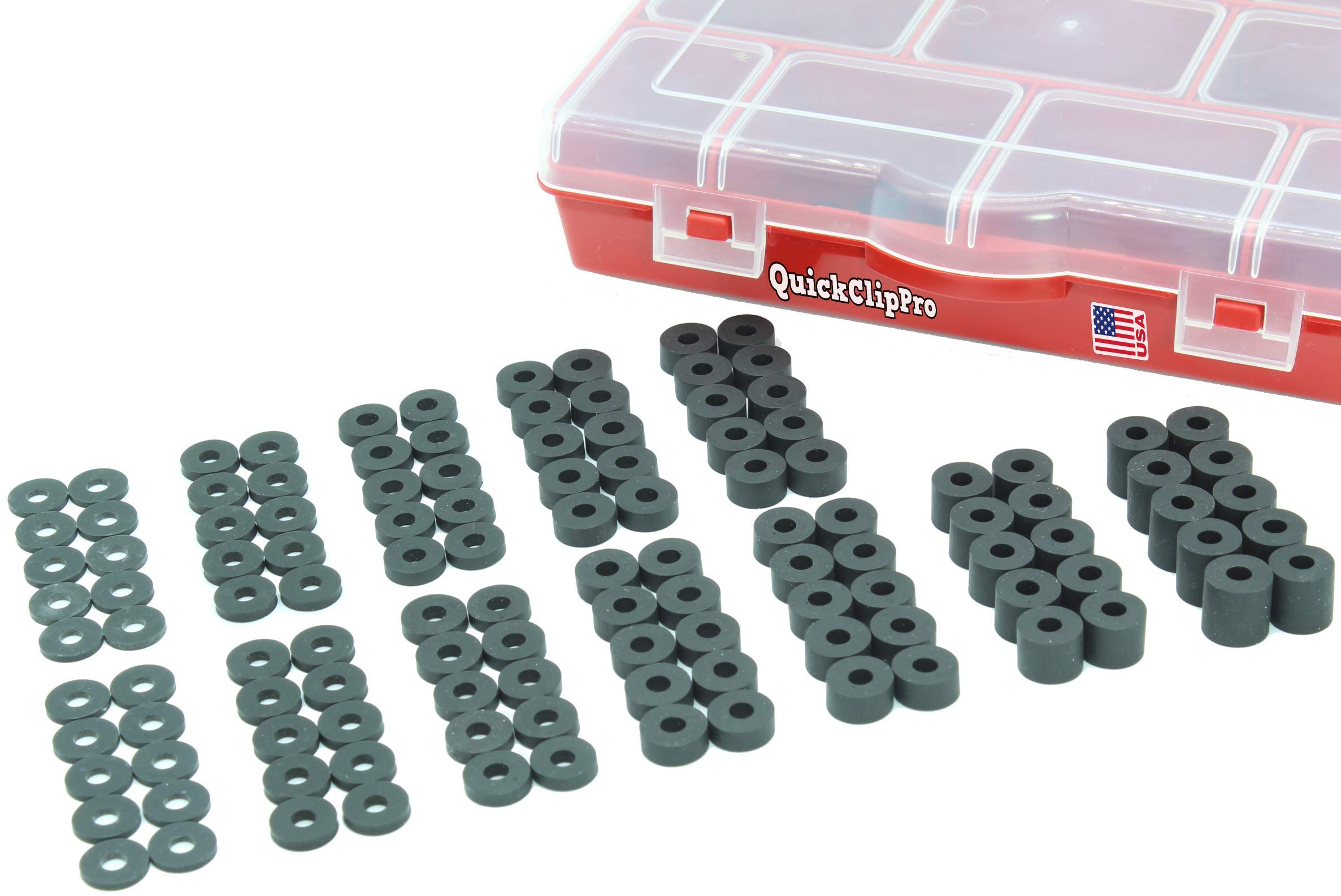 Quick Clip Pro Premium Black EPDM Rubber Washers/Spacers Assortment Kit for Kydex Gun Holsters + Knife Sheaths Made in USA 120pc (120PC)