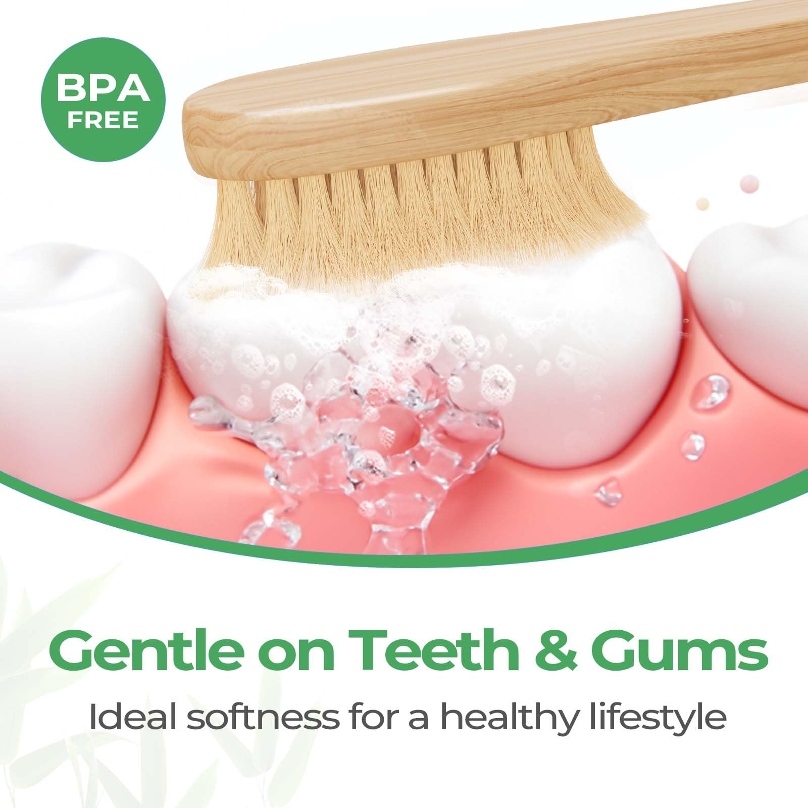 Cepillos de dientes de bambú, paquete de 12 cepillos de dientes naturales, sin BPA, cerdas suaves, cepillo de dientes ecológico de carbón para viajes 2