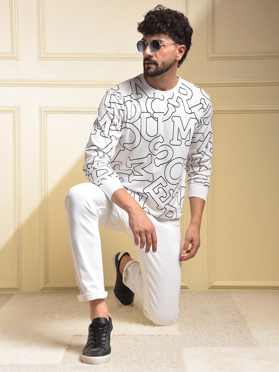 Crimsoune Club Men's White Typographic Print Sweatshirt (4XL) 4