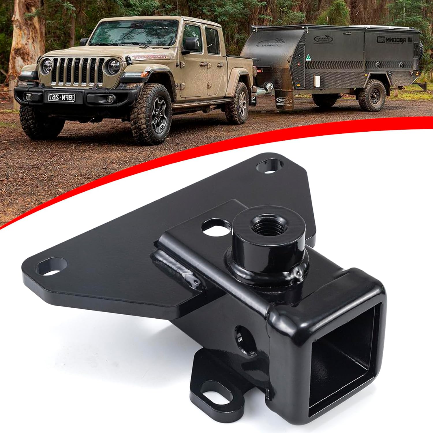 Gladiator JT Trailer Tow Hitch | 2“ Receiver Hitch for Gladiator JT 2021-2025 | Heavy Duty Steel Trailer Tow Hook Gladiator JT 2-Inch Receiver Hitch |