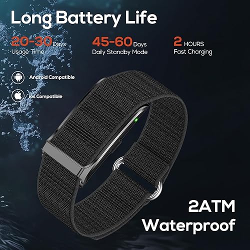 Miniatura 5 de Pulsera inteligente de salud, seguimiento de actividad y fitness, SpO2, frecuencia cardíaca, presión arterial, estrés del sueño, IP68 impermeable