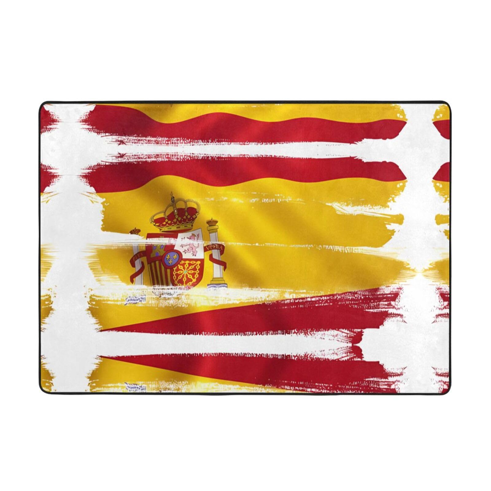 Tapis drapeau espagnol 203x147 cm moelleux pour grand salon