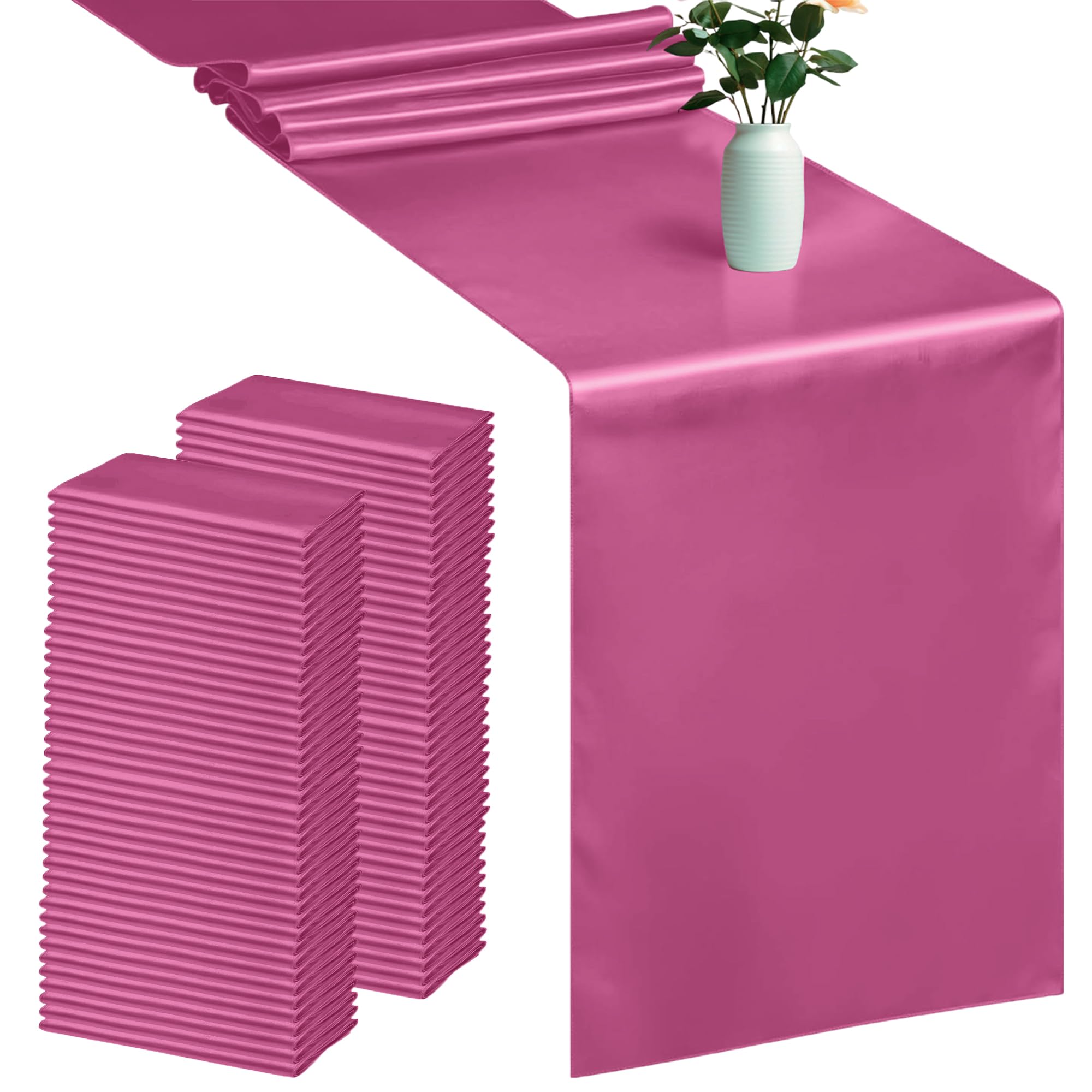 Trimming Shop Fuchsia Pink Table Runner for Dining Table 11 x 108 Inch Satin Silk Table Runner Wrinkle Free Drapes Elegantly Satin Table Runner for Wedding, Dining & Party Decorations (Pack of 100) โ image 1