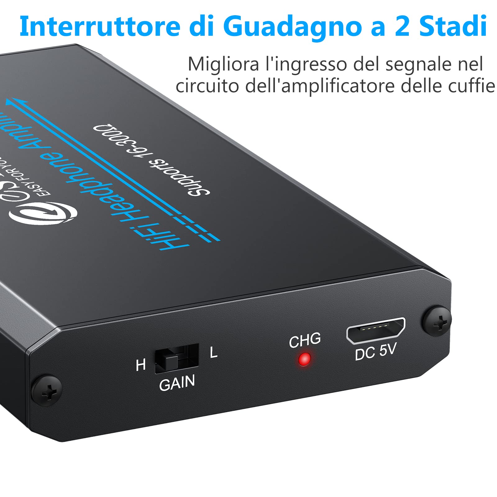 eSynic HiFi Amplificatore per Cuffie 16-300Ω Portatile per MP3 Lettori Smartphone Laptop con Cavo USB 1.2M